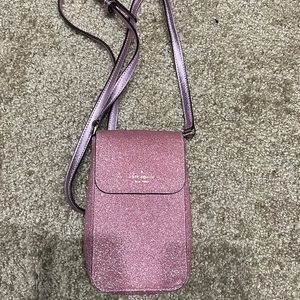 Pink sparkly Kate spade phone sized crossbody